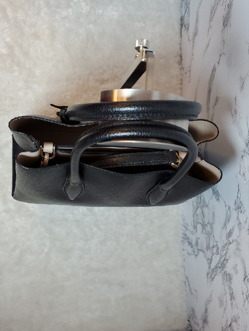 kate spade Black Pebbled Leather Eva Satchel with Gold Logo - Picture 7 of 11